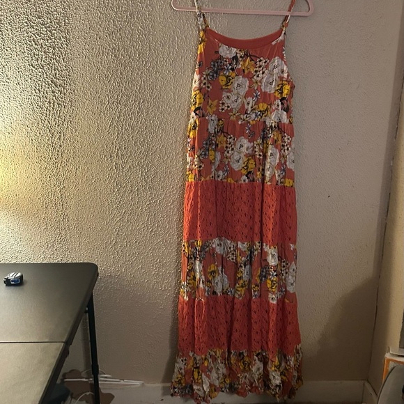 Listicle Floral Print Maxi Dress Flowy Lightweight Fall Layering Cottagecore - Picture 6 of 7